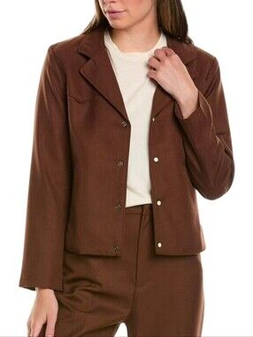 The Great Womens Western Wool Blend Blazer In Hickory Brown Size 2 Medium